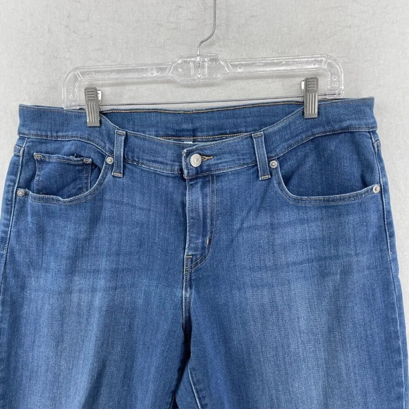 Levi's Pants Womens Sz 32 Blue Denim Stretch Straight Leg Highrise Cropped Jeans - Picture 6 of 11